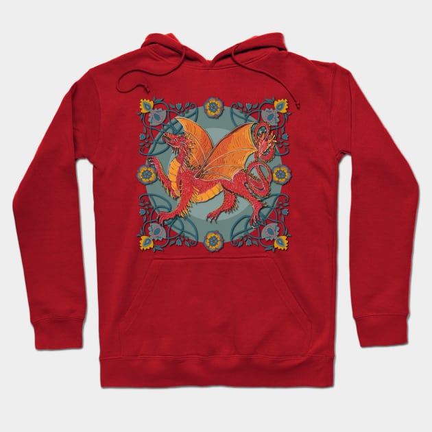 Celtic Medieval Fire Dragon Hoodie by lottibrown